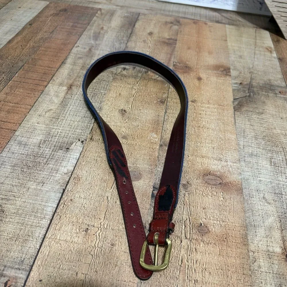 Smathers & Branson Belt Needlepoint & Leather Rifle Baseball Fish Flawed*
